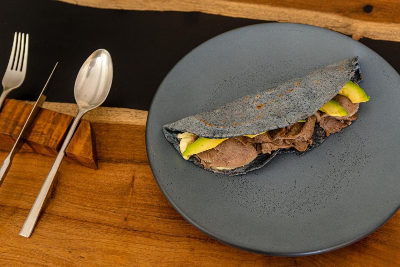 Hotel Makaaba Eco-Boutique Bacalar Eksteriør bilde Quesadilla with blue corn tortilla
